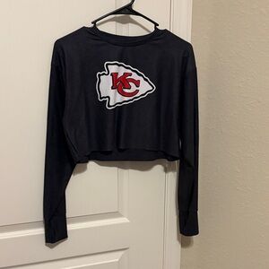 Kansas City Chiefs Black/gray Cropped Long Sleeve Top